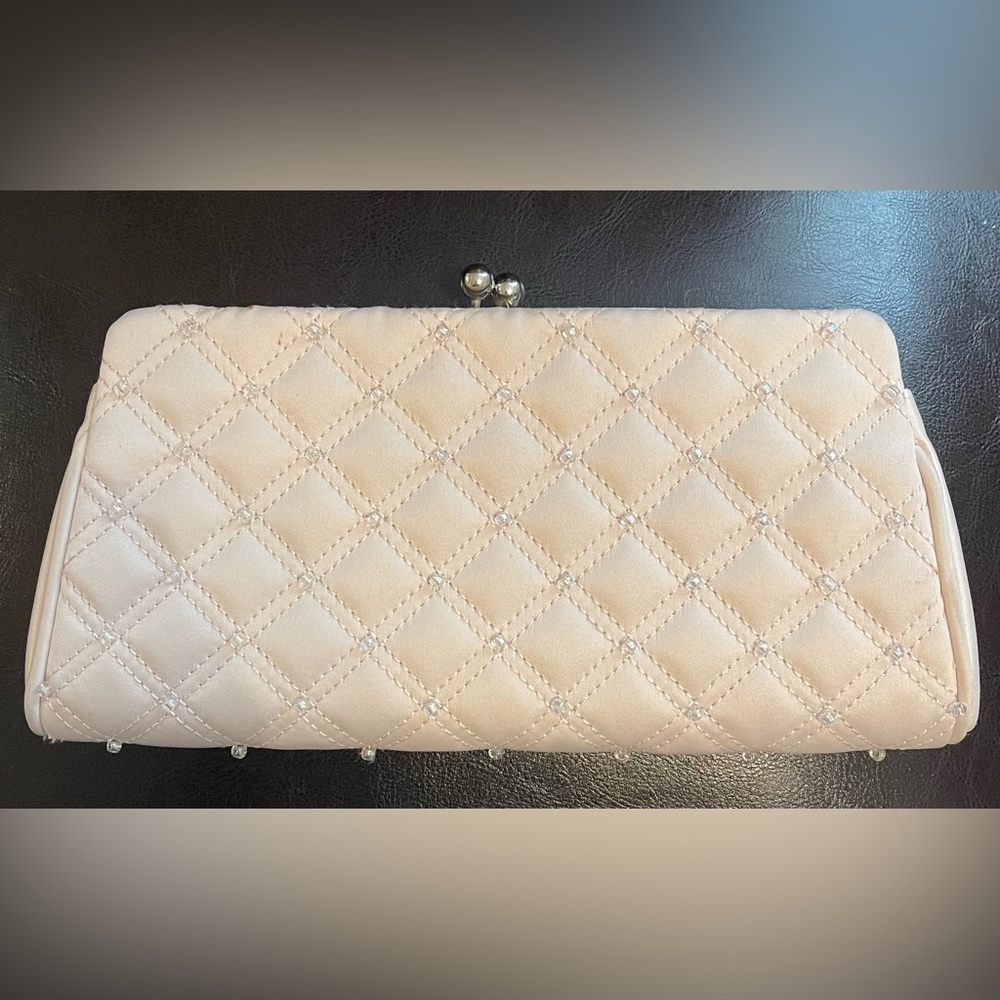 Kate Landry Quilted Cream Clutch